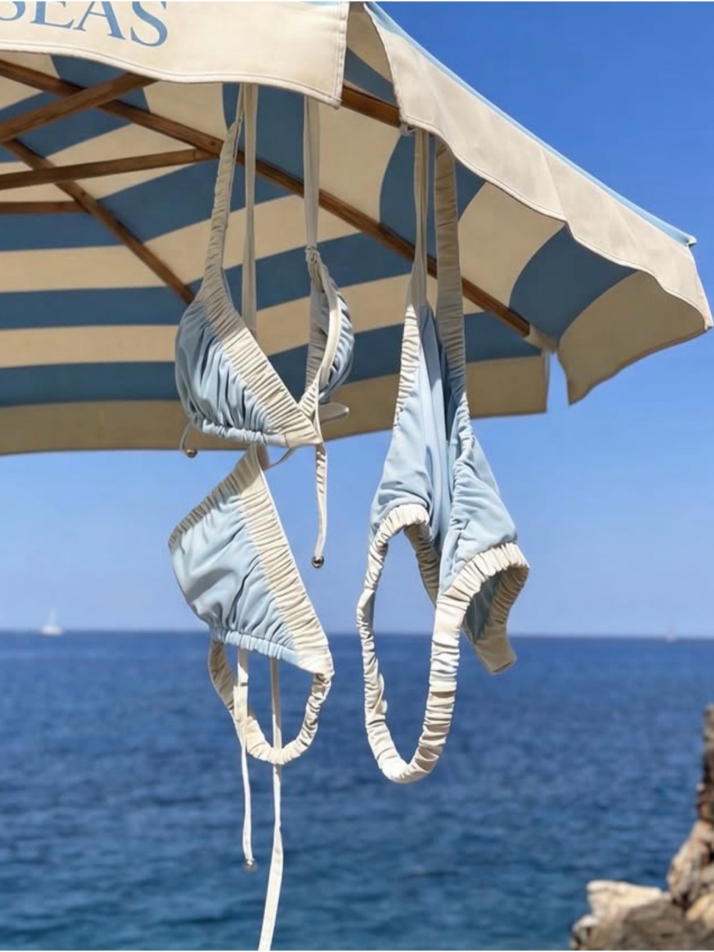 Divino Seas Ada Sky Blue and Ivory Bikini Set